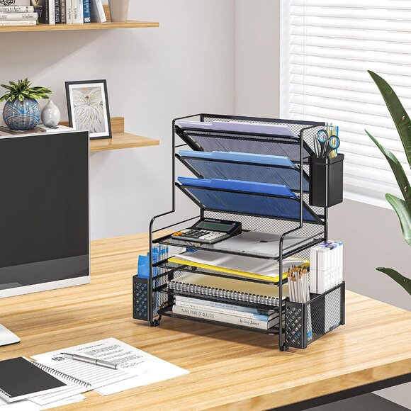 7 Tier Desk File Organizer, Letter Tray Paper Organizer with Pen Holder and Meta - Picture 6 of 6